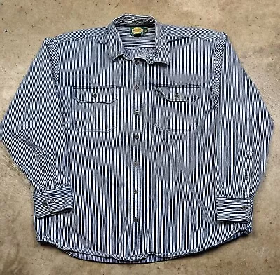 Cabela's Hickory Stripe Vintage Railroad Workwear Button Down Shirt XL Tall • $58.50