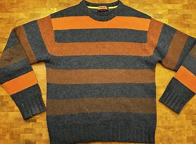 Mens Marc Ecko Sweater Cotton Sweater Orange & Navy Stripe- 100% Lambswool • $38