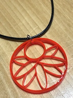 Laser Cut Acrylic Pendant On Waxed Black Cotton Cord Necklace Free P&P • £3.50