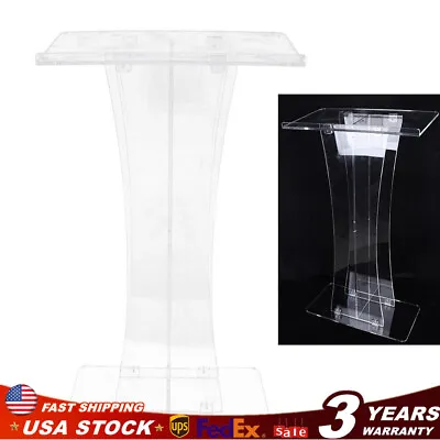 NEW Clear Church Podium Acrylic Lectern Presentation Pulpit+Wide Reading Surface • $193.64