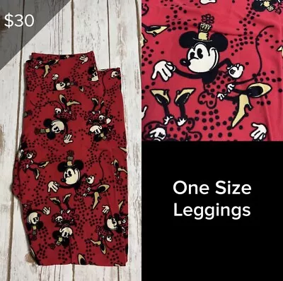 LuLaRoe BRAND NEW Disney Leggings One Size Fits Sz 2 - 10 Minnie Mouse Red • $22.50