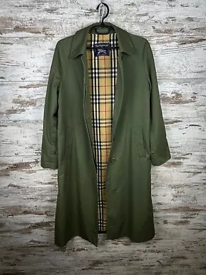 Women’s Vintage Burberrys Trench Coat Luxury Green Jacket • $200