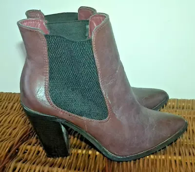 £8.50 • Buy Dolcis Burgundy Oxblood Real Leather  Heeled Chelsea  Ankle Boots Uk 6 Eu 39 Gc