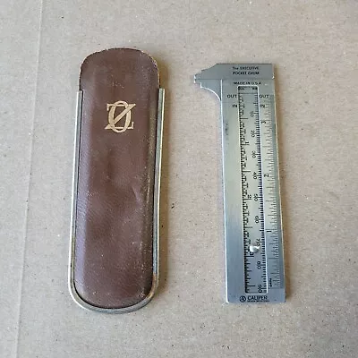 Vintage The Executive Pocket Chum Caliper Original Pouch Leather Holder USA Tool • $22