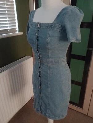 £6 • Buy Beautiful Blue Denim Dress Button Front Size 10