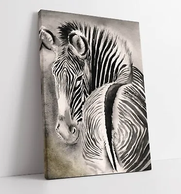 Watercolour Zebra Illustration Home Decor Canvas Wall Artwork Picture Print • £14.99