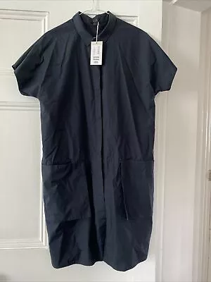 Cos Ladies Navy Blue Short Sleeve Shirt Dress With Pockets Eur Size 38 (uk 12)  • £15