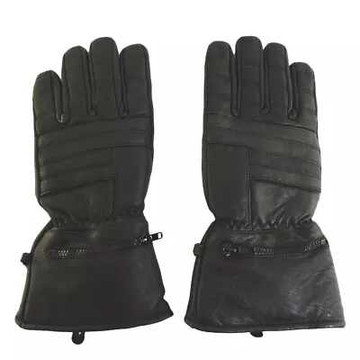 Motorcycle Leather Gauntlet Riding Gloves With Rain Cover MEDIUM • $19.99