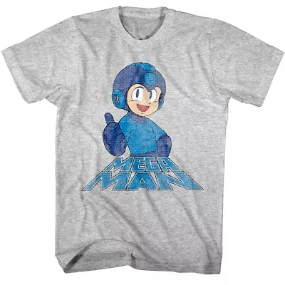 Megaman Thumbs Up Men's T Shirt Rokkuman Vintage Classic Gamer Capcom Retro Gray • $23.50