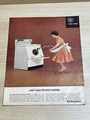 Westinghouse Heay Duty Laundromat Money 1962 Vintage Print Ad Look Magazine • $5.59