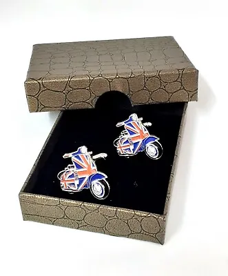 MODs SCOOTER Union Jack Cufflinks Novelty In Gift Box. Mens Ref 11-38 • £7.99