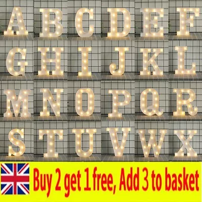 Large LED Light Up Alphabet Letters Plastic Numbers Standing Birthday Party UK • £5.99