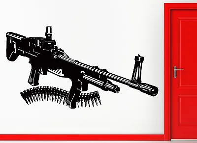 Machine Gun Army Military Soldeir Decor Wall Stickers Vinyl Decal (z2258) • $69.99