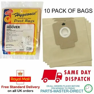 Fits Hoover H58 H63 H64 Sprint Vacuum Cleaner Paper Dust Bags 35600637 10 Pack • £7.99