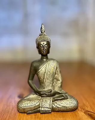 Meditating Sitting Dharma Buddha Resin Statue Sculpture Decorative Art • $38