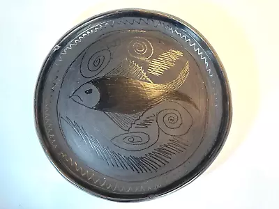 Oaxaca Mexico Black Clay Barro Negro Pottery Plate Fish Motif • $28.99