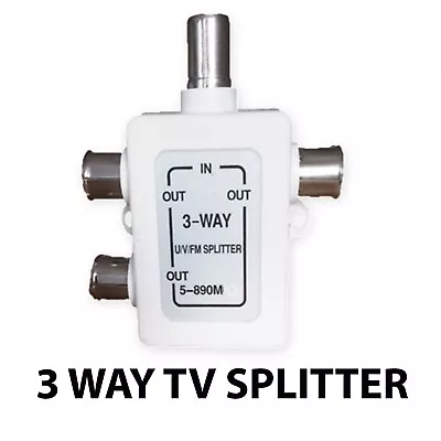 3 Way COAX Coaxial TV Splitter • £2.49