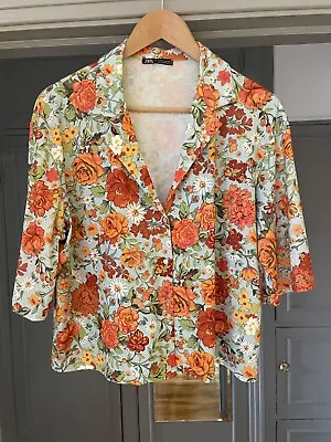 Zara Multicoloured 3/4 Sleeve Shirt Top Size M  Great Condition • $12.32