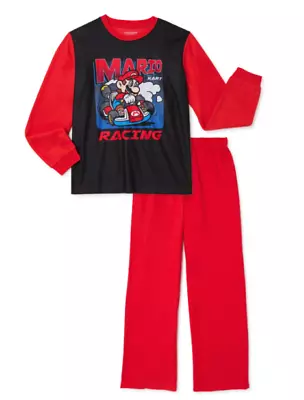 SUPER MARIOKART Fleece Pajamas Sleepwear Set Boys Size 4-5 6-7 8 Or 10-12 NWT • $13.99