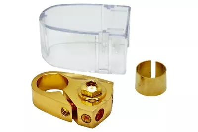 Gold Positive Or Negative Car Auto Battery Terminal W Cover Two 8 Gauge AWG Ring • $4.99