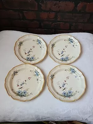 4 Mikasa Garden Club Day Dreams 461 8  Salad Plates Scallop Edge Blue Beige • $34.88