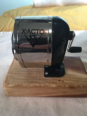 X-ACTO KS Manual Pencil Sharpener On Solid Wood Mount Lightly Used • $9.99