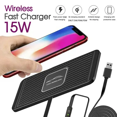$19.99 • Buy Car QI Wireless Fast Charging Charger Mat Non-Slip Pad Holder For Smart Phones