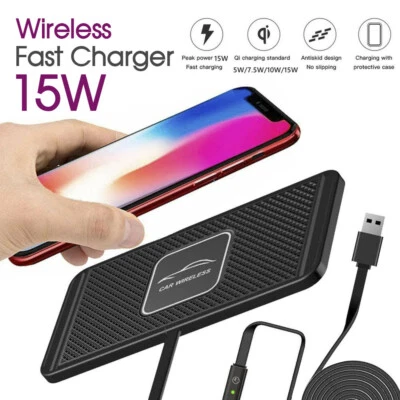 Car QI Wireless Fast Charging Charger Mat Non-Slip Pad Holder For Smart Phones • $17.69