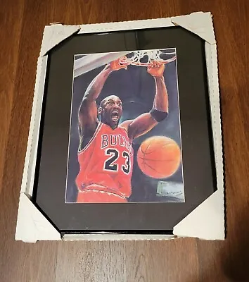 Vintage 90s Michael Jordan Framed Art Print 16x20 Poster Chicago Bulls Dunking • $29.99