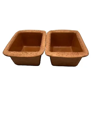 2 Vtg Romertopf Nature Oven By Reco Mini Clay Bread Makers Loaf Pan Terracotta B • $28