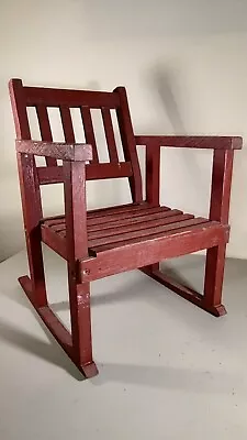 Antique Adirondack Amish Mission Childrens Red Rocking Chair Primitive Decor  • $45