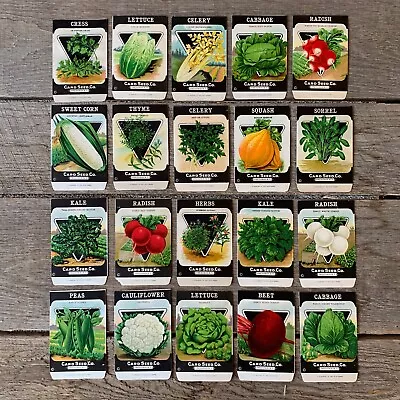 20 Original Card Seed Co Packets VEGETABLE SEED PACK COLLECTION Unfilled 1920s  • $31.96