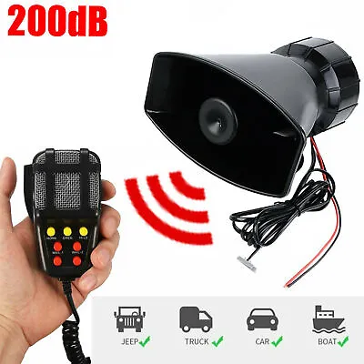 80W 7 Tones 12V Car Truck Alarm Loud Speaker PA Siren Horn Warning MIC B5A5 • $17.99