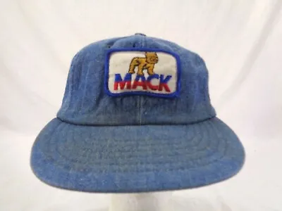 Vintage Mack Trucks Denim Young An Snapback Hat Cap - Used - Patch Logo • $134.87