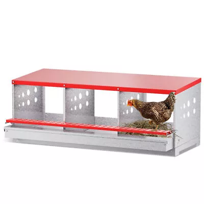 Chicken Nest Box Galvanized Steel 3 Compartment Bird Poultry Brooding Nesting US • $97.68