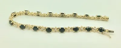 9ct Gold Sapphire & Diamonds 7” Bracelet • £480