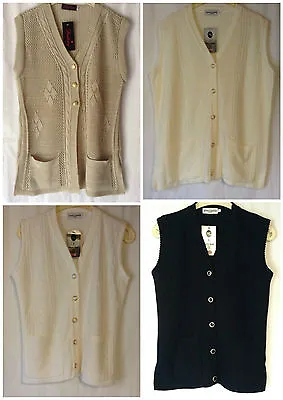 New Ladies Crochet Style Knit Long Waistcoat Sleeveless Cardigan With Pockets • £12