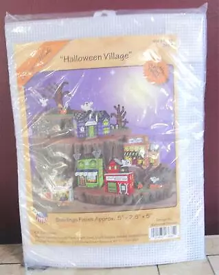 Vintage Plastic Canvas Craft Kit Halloween Village Houses Mary Maxin Kit  • $14.99