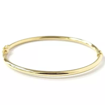 Ladies 9ct Gold Bangle Plain Hinged With Safety Catch Yellow 3.2g 2.8mm • £245