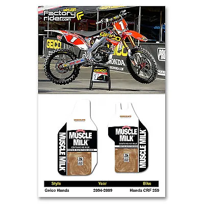 2004 2005 2006 2007 2008 2009 Honda CRF 250  Fork Guards Graphics GEICO • $19.95