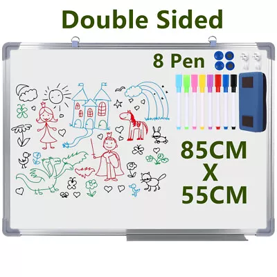 85x55cm Magnetic Whiteboard White Board Dry Wipe Office Home School Notice UK • £7.99