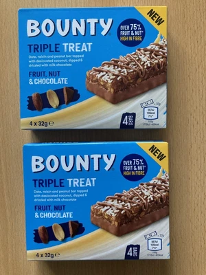 £7.99 • Buy Bounty Triple Treat Fruit & Nut Chocolate Bars, Healthy Snacks 8 X 32G - July 23