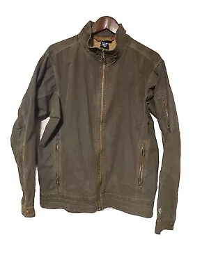 Kuhl Jacket Mens Large Green Full Zip Canvas Burr Vintage Patina Dye Work Coat • $49.99