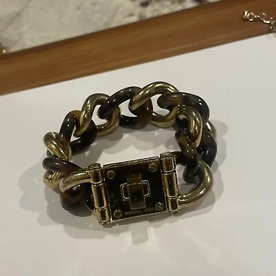 Chunky Signed Michael Kors Costume Bracelet Gold Tone / Tortoise Links • $32.99