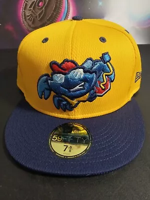 MiLB LAKEWOOD BLUECLAWS New Era Fitted Hat Size 7 5/8 New W Tags Yellow W Blue • $22.95