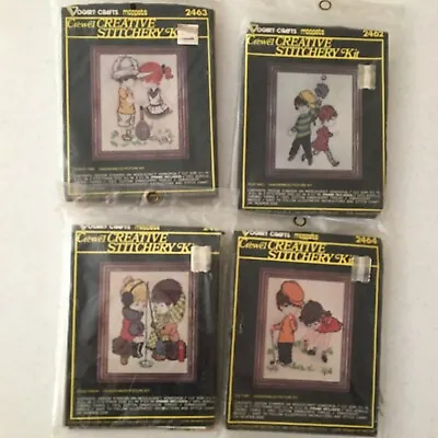 Vintage 70s Lot Of 4 NIP Vogart Crafts  Moppets  Crewel Creative Stitchery Kits • $45