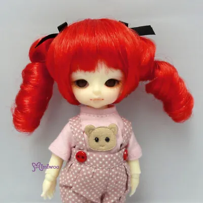 WM21-2TS-RD Mimiwoo 4-5  Doll Wig Curl Braids Red Fit Obitsu 21cm Body ~ RARE ~ • $15.95