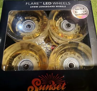 69mm LED Wheels Sunset Skateboard Co. Flare LED Light Up Wheels & Bearings • $59