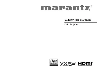 Marantz VP11S2 DLP Projector Owners Manual • $21.99