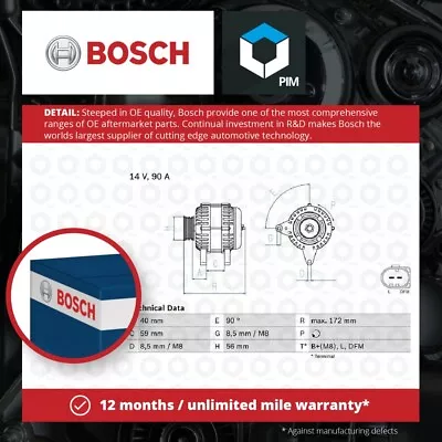 Alternator Fits SKODA OCTAVIA Mk1 1.9D 96 To 10 Bosch 038903018P 038903024D • $245.91